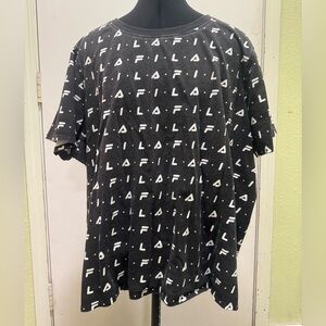 FILA Men's Black and White Logo Tee